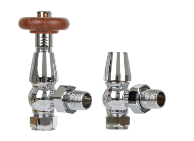 Traditional 15mm Angled TRV & lockshield - Chrome