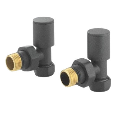 Round Angled Rad Valve pair, Anthracite