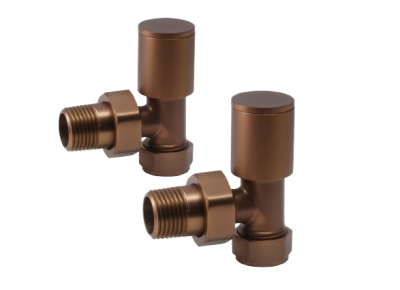 Round Angled Rad Valve pair, Brushed Bronze