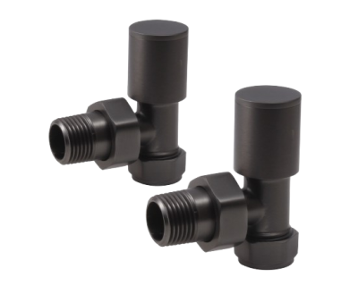 Round Angled Rad Valve pair, Brushed Gunmetal