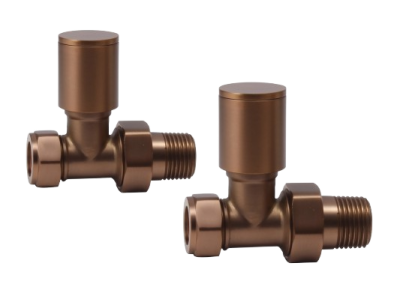 Round Straight Rad Valve pair, Brushed Bronze