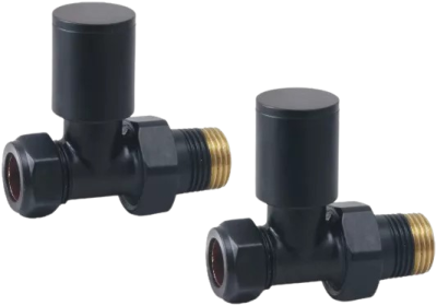 Round Straight Rad Valve pair, Black