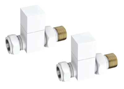 Square Corner Rad Valve pair, White